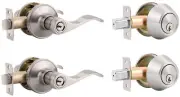 2 Pack Keyed Entry Door Lock Set Keyed Alike Single Cylinder Deadbolt with Wave