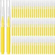 Lallisa 100 Pieces Micro Eyebrow Spoolie Brush with Cap Brow Lamination Tool Eyelash Brush Multifunctional Micro Lash Comb for Eyelash and Eyebrow Extensions Tool(Yellow)
