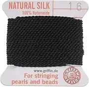 Griffin 1mm Thick Silk Cord, Size 16, Black