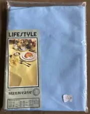 VTG Lifestyle by Sunweave Light Blue Tablecloth 60” x 86” Oval USA NEW