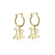 Couture Kingdom - Disney D100 - Simba Charm Hoop Earrings Yellow Gold
