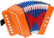 uxcell Accordion 10 Keys Button Accordion Mini Musical Instrument Gifts for Adults Beginners Educational, Orange