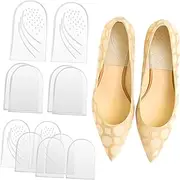 HOUDERCO 6Pairs Heel Pads Inserts for Height Increase Reusable Transparent Gel Wedge Cushions Versatile Foot Alignment for Men Women