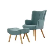 Artiss Armchair Lounge Chair Ottoman Accent Blue