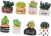 BAZEITFLOW 8Pcs Mini Cactus Ornaments Artificial Plants for Dollhouse Decor Sturdy Miniature Cactus Figurines for Home Office and Garden Decoration Plant Decor