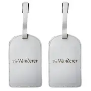 2x Leather 20cm Bag Tag Wander Travel Baggage Luggage Suitcase Accessory WHT
