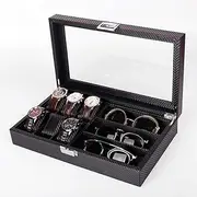 [CFZSALK] Watch Box Watch Holder Leather 6 Watch Box Jewelry Case And 3 Piece Eyeglasses Storage And Sunglass Glasses Display Watch Case Watch Case KeYJ