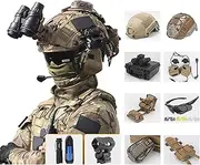 Tactical Fast Helmet Set, Tactical Goggles NVG Mount Telescope Model Tactical Gear, for Airsoft Outdoor Paintball Protective Hunting (Color : Brown, Size : F)