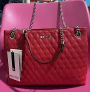 Nine West Satchel Handbag/Red/ Chain Link Straps/NWT
