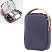 Portable Multi-function Headphone Charger Data Cable Storage Bag - Ultra Fiber Power Pack - Blue l