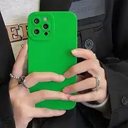 Earth Tones Color Soft Silicone Phone Case for iPhone 14 13 12 11 Pro Max 7 8 Plus SE 2 X XR XS Max Camera Lens Protection Cover,Bright Green,for iPhone 12Pro MAX