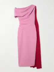 [Roksanda] Roksanda - Maite One-shoulder Cape-effect Draped Crepe Midi Dress - Pink - UK 12 UK 12 Pink