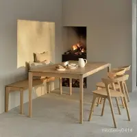 在飛比找樂天市場購物網優惠-【全實木進口木桌】北歐簡約全實木橡木餐桌現代餐桌椅組閤小戶型