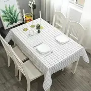 Waterproof PVC Tablecloths, Plastic Table Cloth, Wipe Clean PVC Table Cover (White Grid)