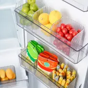 Fridge Vegetable Organizer Condiment Storage Container Transparent Refrigerator
