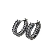 New in Gift Box SWAROVSKI Brand 5658650 Ruth Gray Crystals Matrix hoop Earrings