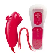 Remote Controller for Wii, Wii Remote and Nunchuck Controllers with Silicon Case and Strap for Wii and Wii U (Red)