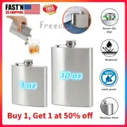 7 10 oz Liquor Stainless Steel Pocket Hip Flask Screw Cap Alcohol Whiskey Bottle