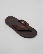 [Reef] Reef Men's Leather Fanning Dab Flip Flops Slippers in Dark Brown Size 13 13 Dark Brown