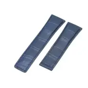 24mm Blue Leather Watch Strap For Tag Heuer Carrera Monaco Aquaracer