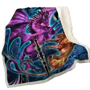 Cool Fantasy Weapon Lion Dragon Blade Throw Blanket