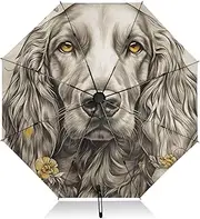 [PDZRMY] Poodle Flowers Cute UV Protection Travel Umbrella Compact for Rain and Sun - Auto Open and Close UPF 50+ Windproof Portable 46” Sun Umbrella for Women and Men