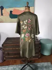 Anthropologie Boho Open Embroidered Duster Coat