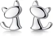 [Kokoma] Cute Cat Stud Earrings S925 Sterling Silver Minimalist Lovely Pet Animal Tiny Cartilage Earring Ear Studs Piercing Hypoallergenic Jewelry Gifts for Women Girls