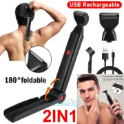 2IN1 Electric Men Back Razor Shaver Groomer Full Body Hair Removal Long Handle
