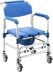 Shower Commode Chair with Wheels Multi-Functional Rolling Bath Stool Wheelchair