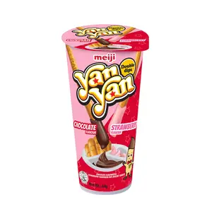 【Meiji 明治】洋洋雙醬棒餅乾 巧克力與草莓口味(44g杯裝)