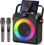 JYX Karaoke Machine with 2 Wireless Microphones for Adults, Portable Bluetooth S