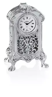 Italian Hand-Made Silver Resin Liberty Style Desk Clock