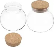STOBAZA 500ml Round Glass Jars with Cork Lid Set of 2 Airtight Food Storage Canisters, Sugar Coffee Tea Cookie Container, Kitchen Canister for Cookie, Dog Treats, Pet Food, Candy