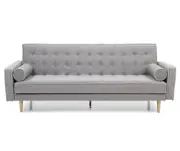Sofia 3 Seater Sofa Bed Grey with White Pipping