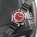 【CITIZEN 星辰】PROMASTER 光動能 紅水鬼 潛水錶 防水200米 日期 橡膠手錶 紅黑色 44MM(BN0159-15X)