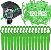 120 Pcs Grass Trimmer Replacement Blades, 83 mm Plastic Garden Mower Blades Cordless Lawn Mower Cutting Blades Lawn Strimmer Accessories Tool for Swift Ryobi VonHaus Grass Strimmer-Green