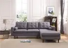 Fabric 3-Seat Modular Recliner Corner Futon Lounge Sofa With Chaise-Grey/Marron