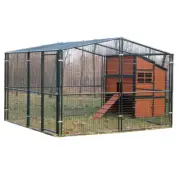 Flyline Guardian Pine Chicken Coop Cage with Walk In Pen Run