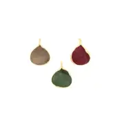 Dainty Natural Ruby Jade Gemstone Brass DIY Single Bail Connector Lot of 3 Pcs