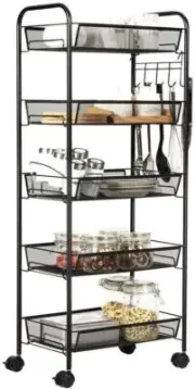 JANE EYRE 5-Tier Rolling Utility Storage Rack Cart on Wheels Trolley Craft ca...