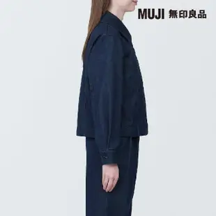 【MUJI 無印良品】女吉貝木棉混丹寧襯衫外套(暗藍)