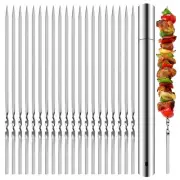 Stainless Steel Kabob Skewers, Heavy Duty 12" Barbecue Skewers - Set of 20 pc...