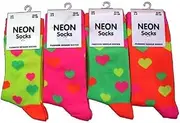 [Generic] Fashion Multi Hearts Design Girls Neon Socks Over the Knee Ankle Socks Size UK 4/6 (Eu 35/38) - ASSORTED one pair will be supplied at random, Multicolor, 5-6.5 US