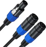 tunghey Speakon Splitter Cable, Speakon 1 Male to 2 Female Cable, 22 AWG Speakon Extension Cable, Speaker Break Out Cable for DJ PA Stage Loudspeaker Amplifier Copper Cord 0.5m