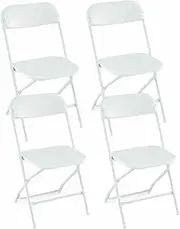 Costway 4 Pack Metal Folding Chairs, Portable Patio Chairs w/Plastic Seat & Back, Heavy-Duty Metal Frame w/ 350KG Static Load, Lightweight Outside Chairs for Home, Office, Wedding, Party