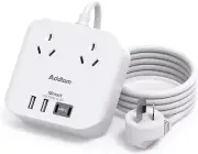 Power Board with USB C, Power Strip with 2 AC Outlets and 4 USB (4.5A, 2 USB C &