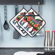 HCBPWVQA Runner Swedish Dala Horse Folk Pot Holders Set of 2 Kitchen Potholders with Pocket Heat Resistant Hot Pad Table Pads Non Slip Trivet for Cooking Baking Camping, Black