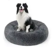 Dog Calming Donut Bed, Fluffy Plush Pet Bed Pillow Sofa Bed - Large