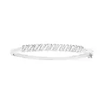 Silver Man-made Opal Ribbon 60x52mm Hinge Bangle